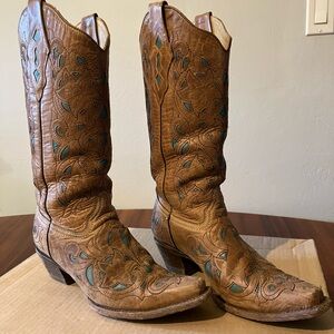 Women’s Corral brown and turquoise western boots